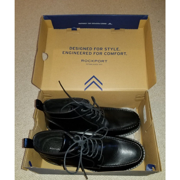 Mens Shoes-ROCKPORT-black faux leather \